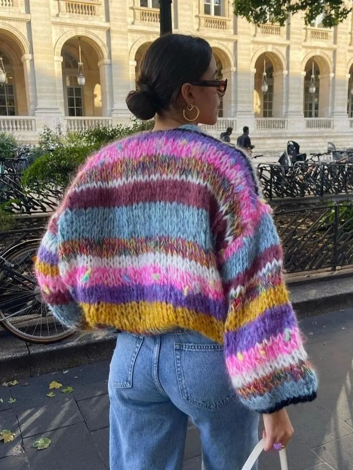 Chunky Oversized Striped Knit Cardigan