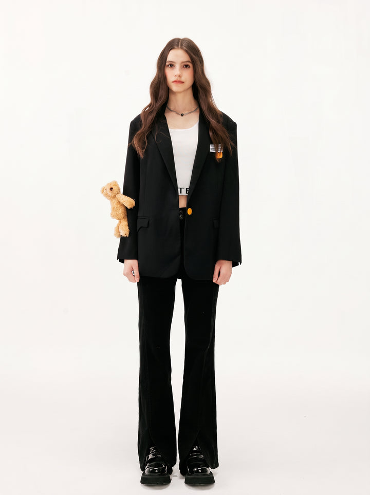 Oversized Graphic Embellished Blazer Jacket