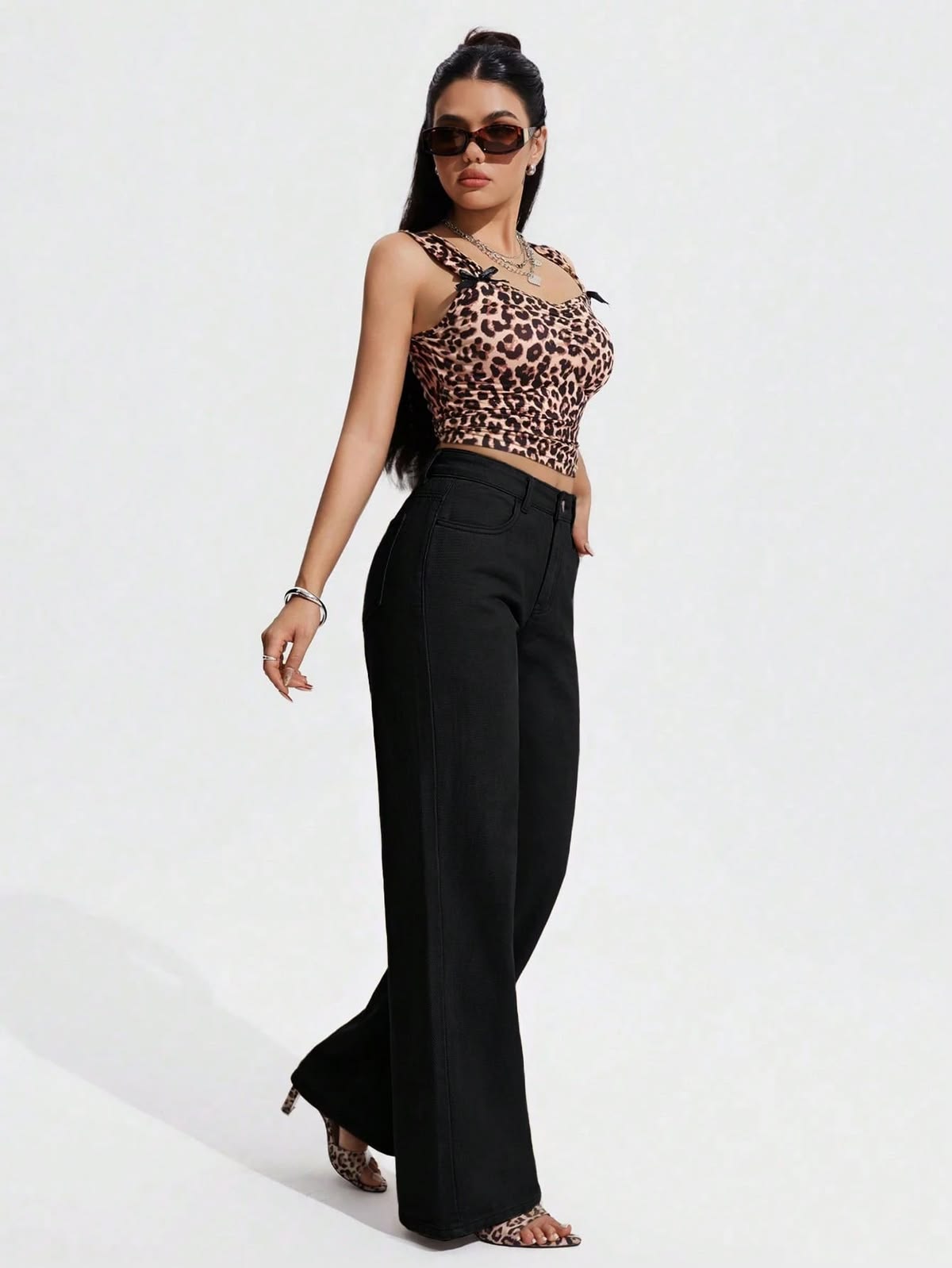 High Waisted Black Wide Leg Jeans