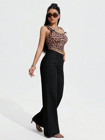 High Waisted Black Wide Leg Jeans