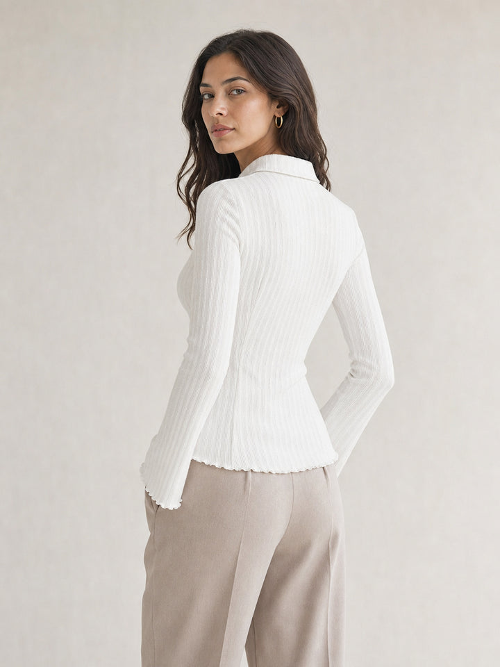 Ruched Slim Fit Flare Sleeve Shirt