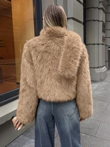 Luxurious Red Faux Fur Jacket
