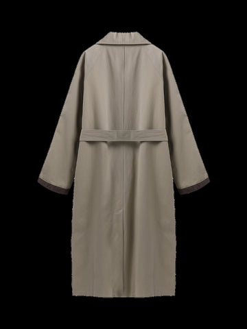 Oversized Contrast Trim Trench Coat