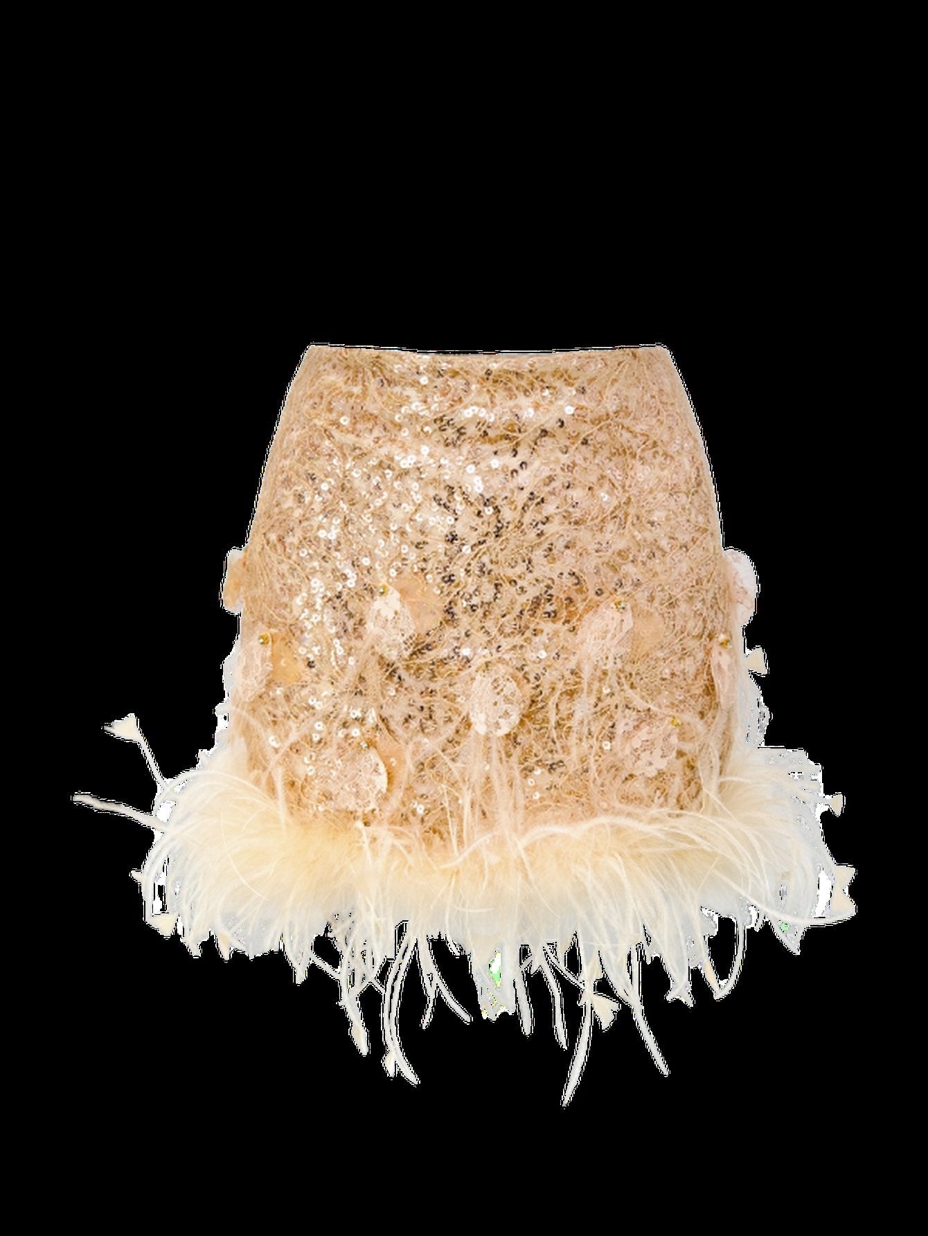 Sparkly Feather Trim Mini Skirt