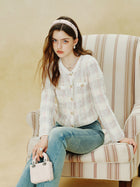 Elegant Tweed Texture Button Cardigan