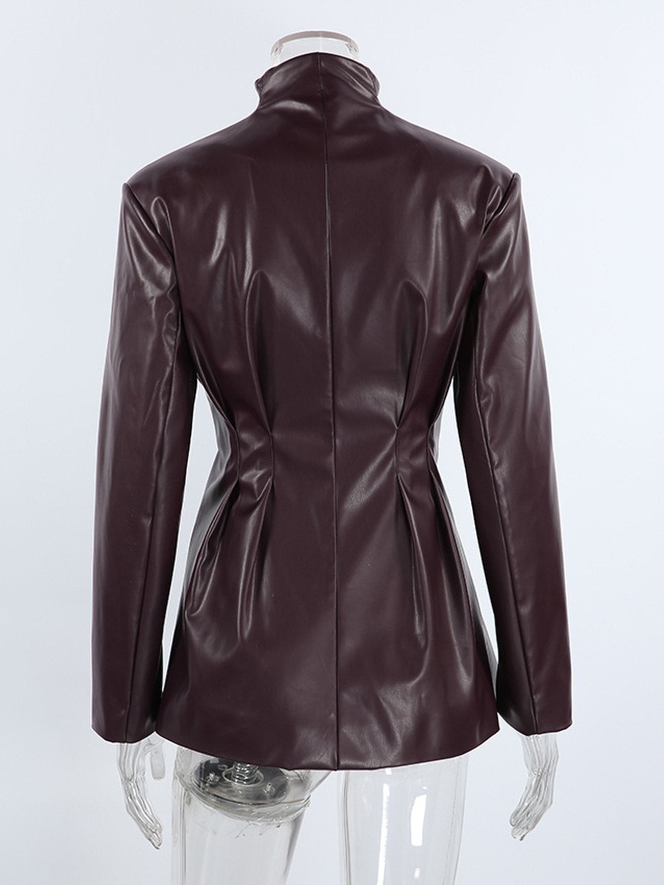 Tailored Cinched Waist Faux Leather Jacket