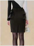 Elegant Peplum High Waist Midi Skirt
