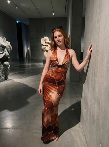 Sissi Yuan's Giraffe Print Midi Dress