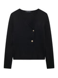 Elegant Asymmetric Button Knit Cardigan