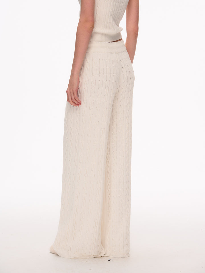 Cozy Cable Knit Wide Leg Pants