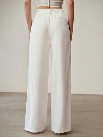 Lace Trim High Waisted Trousers