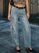High Waisted Loose Cargo Jeans
