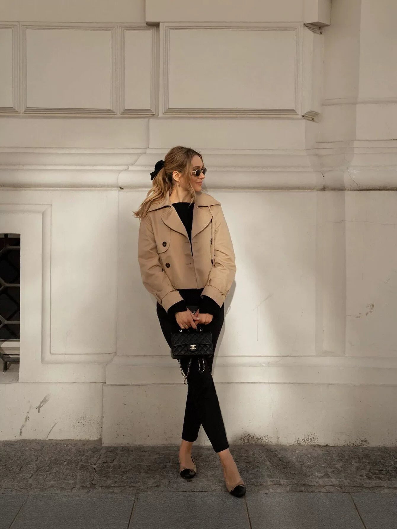 Double Breasted Cropped Trench Coat