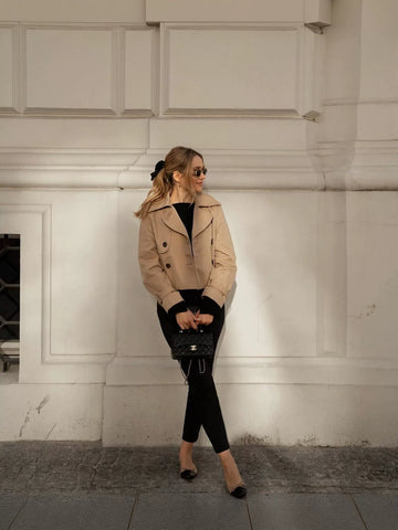 Double Breasted Cropped Trench Coat
