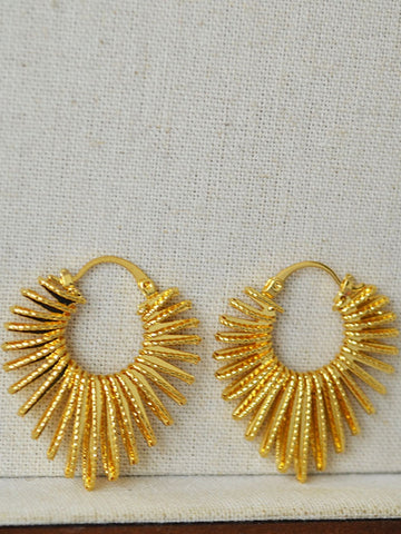 Radiant Textured Gold Hoop Earrings