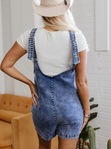 Casual Denim Overall Shorts