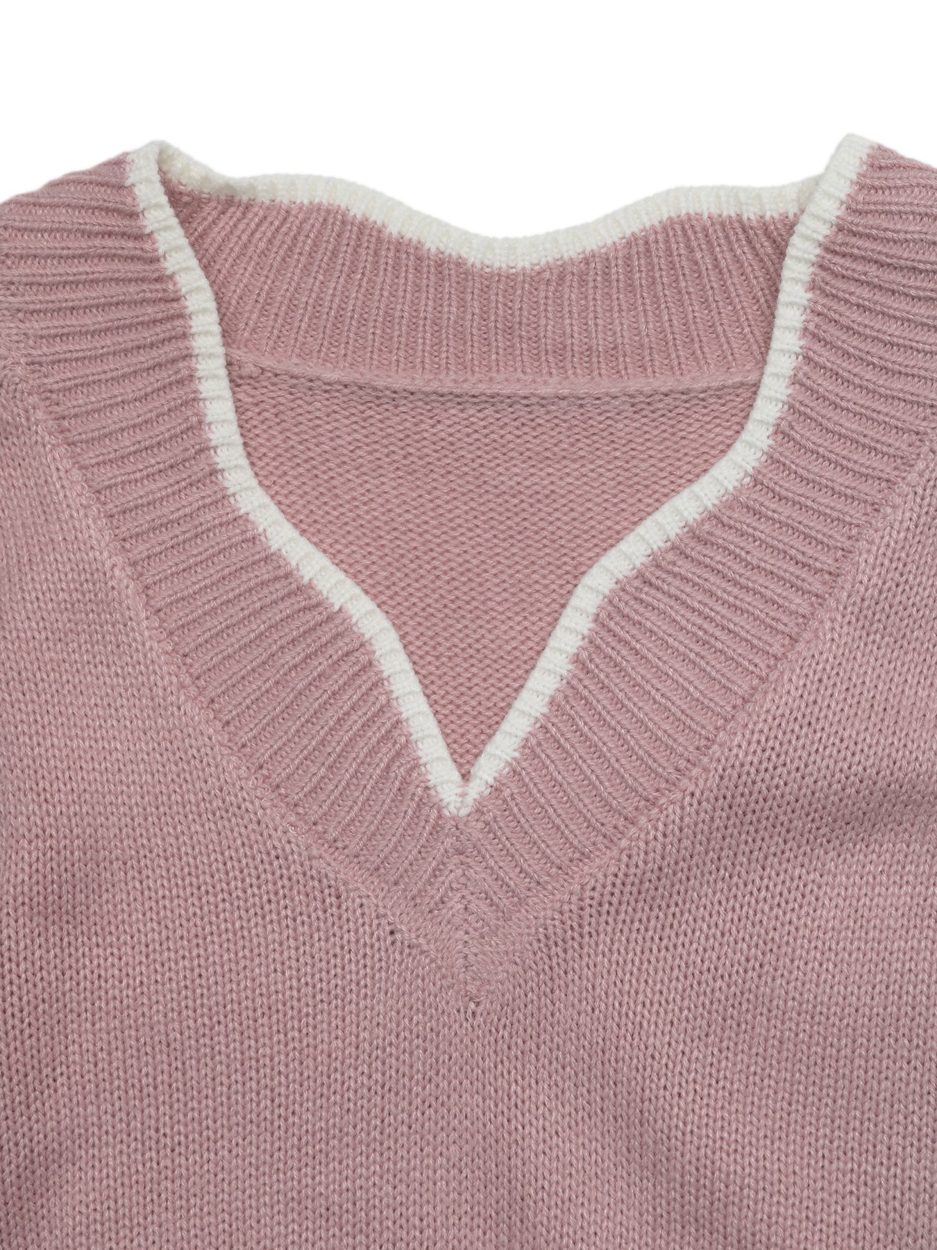 Textured V Neck Knit Sweater