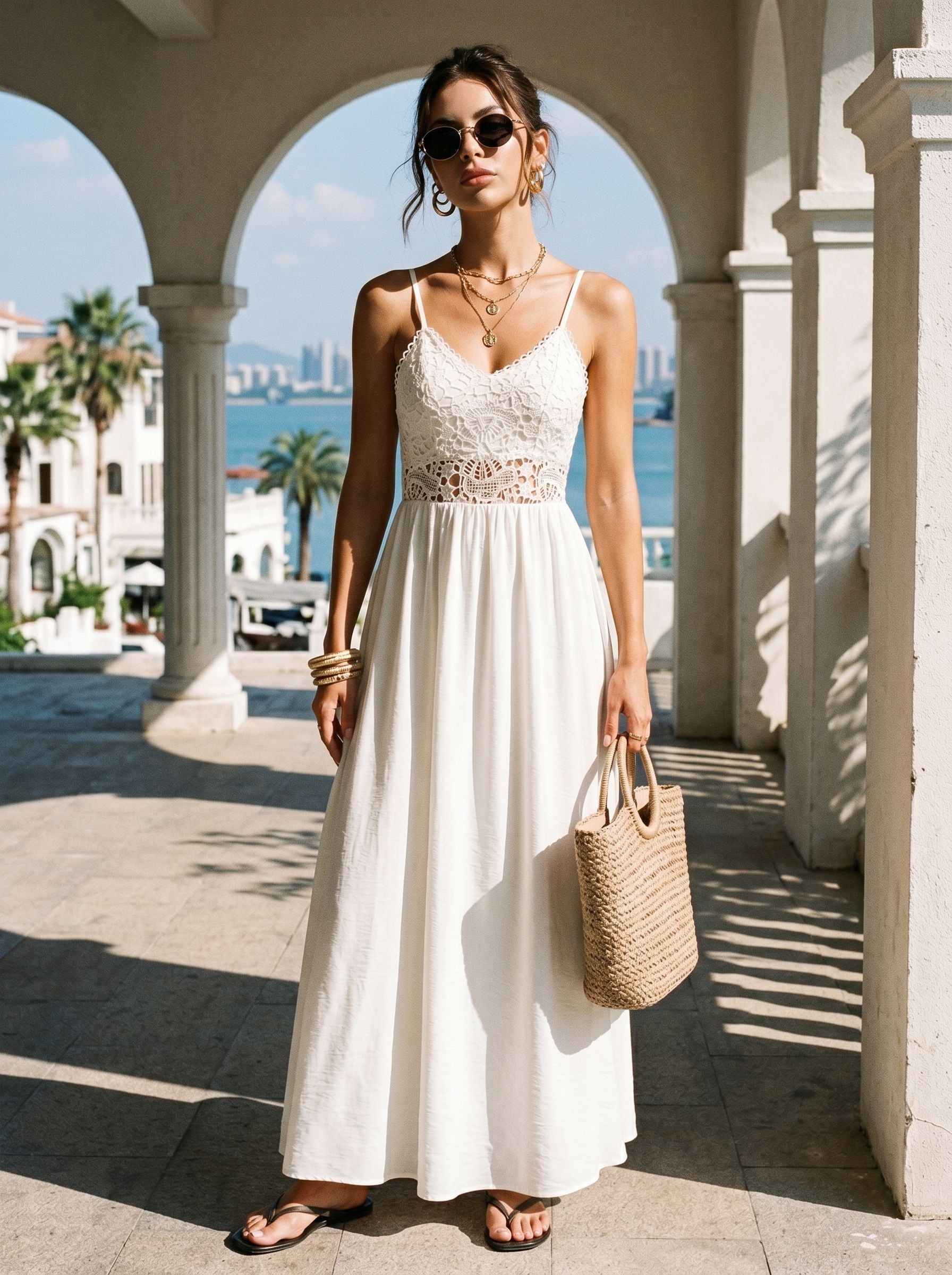 Boho Lace Trim Maxi Dress