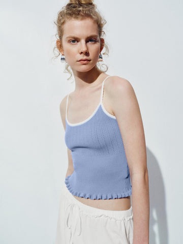 Urban Revivo Knitted Cami Tops-Gray Blue