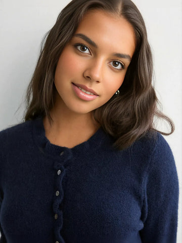 Ruffled Trim Button Up Cardigan