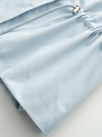 Cinched Waist Lightweight Stand Collar Jacket