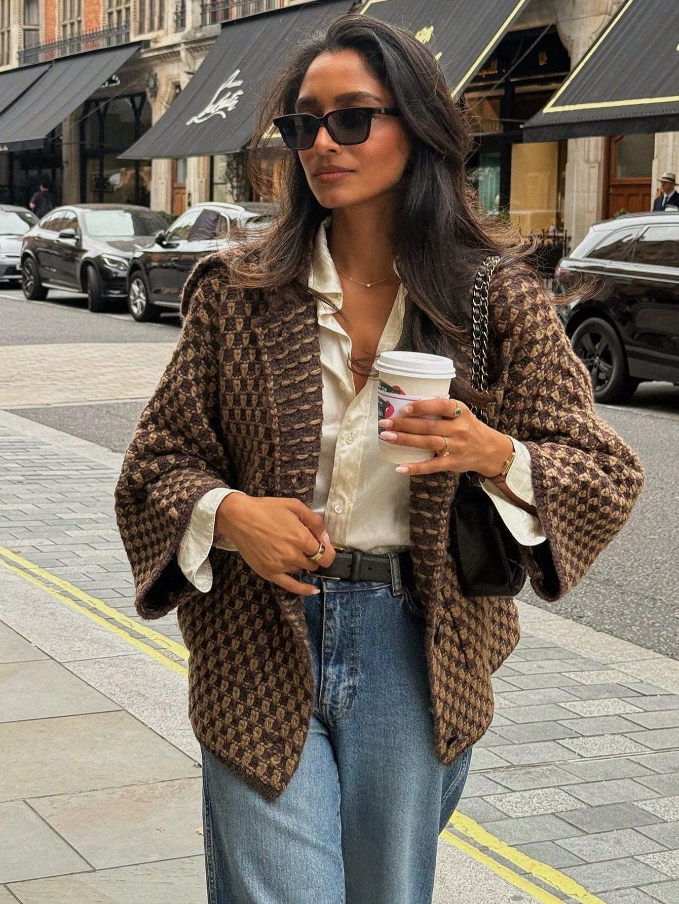 Textured Oversized Collar Button Up Jacket