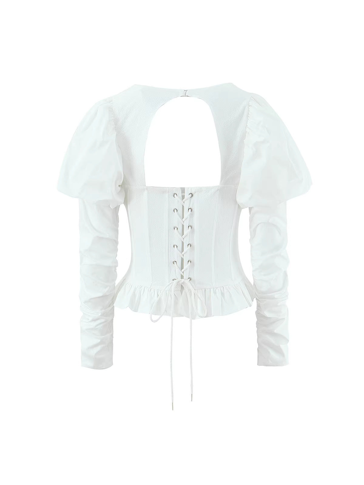 Corset Puff Sleeve Button Down Shirt