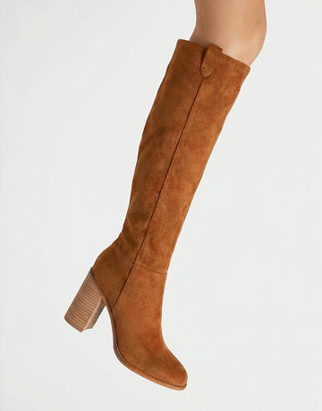 Suede Upper Chunky Heel Round Toe Classic Knee-High Boots