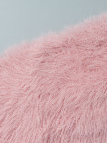 Fuzzy Cropped Button Cardigan Sweater