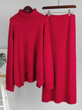 Cozy Turtleneck Knit Sweater Skirt Set