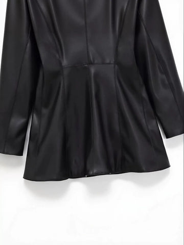 Tailored Faux Leather Blazer Jacket
