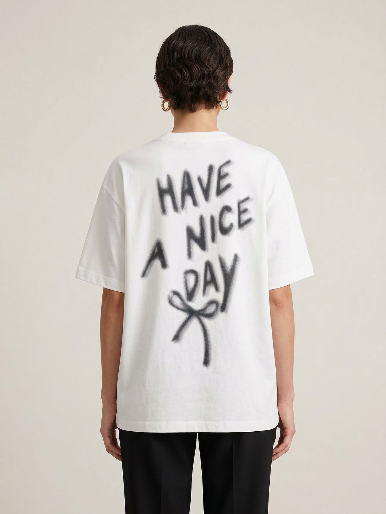 Bow Print Short Sleeves T-Shirt