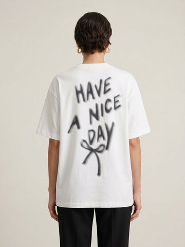 Bow Print Short Sleeves T-Shirt