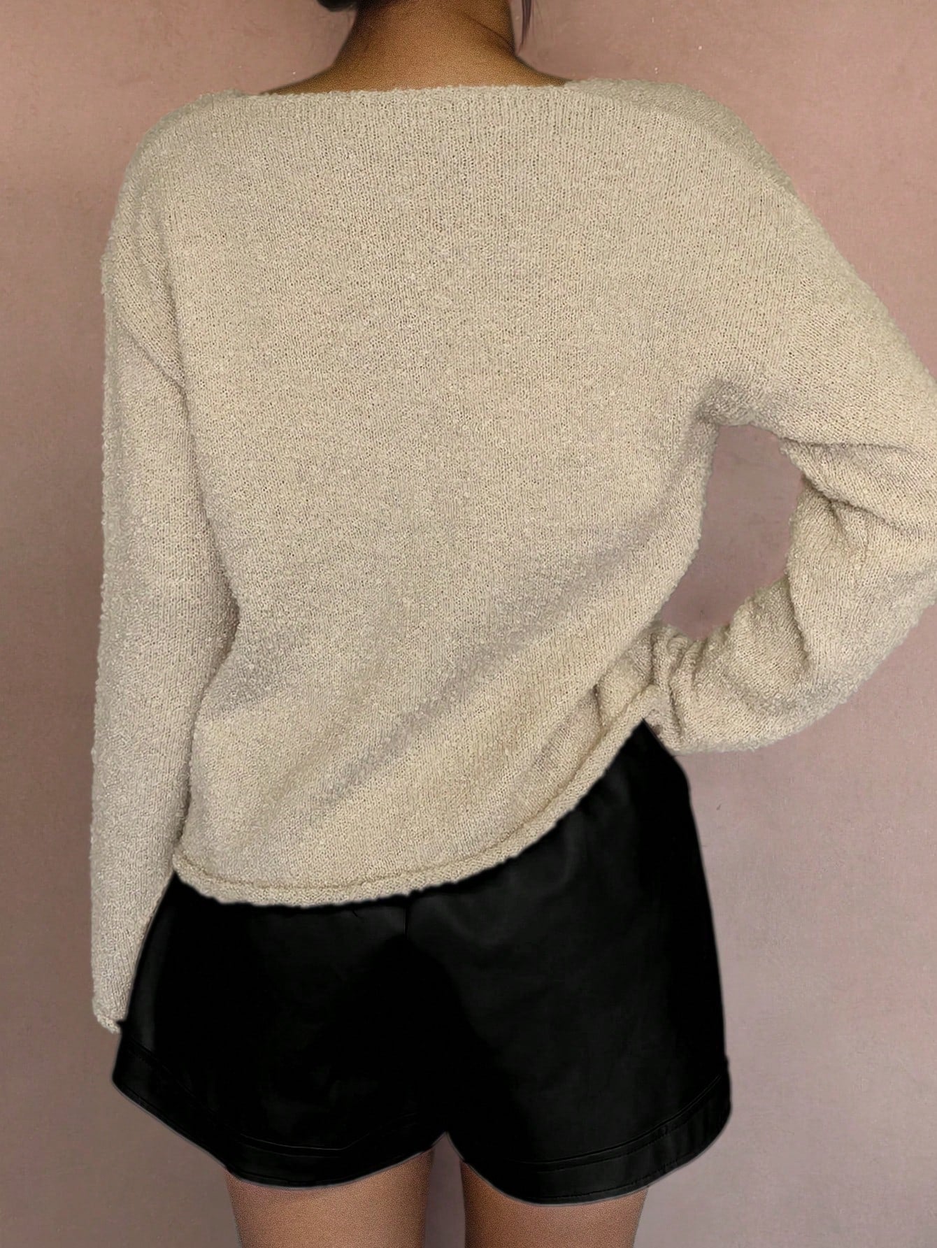 Gold Button Textured Knit Cardigan