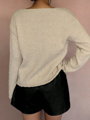 Gold Button Textured Knit Cardigan