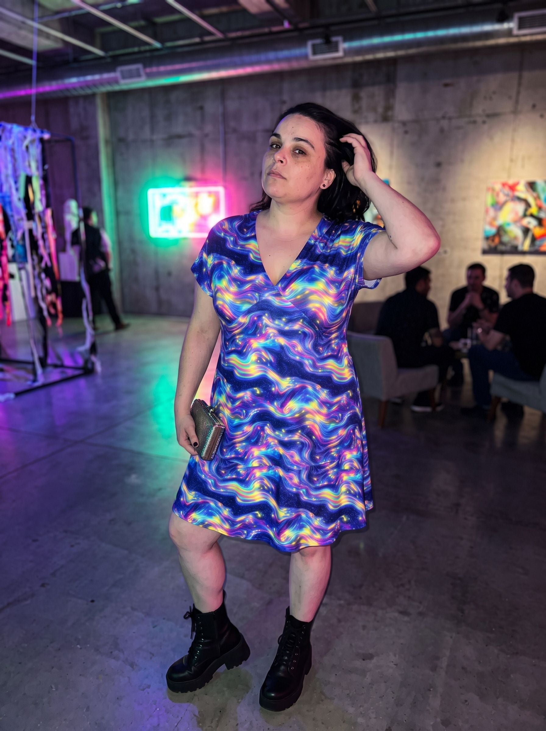 Beautiful  Cosmic Nebula Print Mini Dress