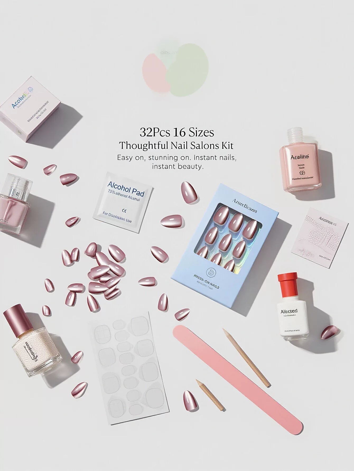 Shimmering Pink Cat Eye Press On Nails