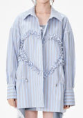 Ruffled Heart Striped Button Up Shirt