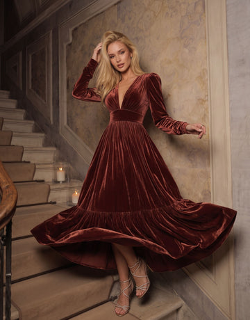 Elegant Velvet Plunge Maxi Dress