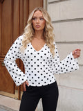 Polka Dot V Neck Pullover Sweater