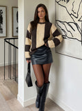 Oversized Striped Waffle Knit Sweater