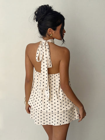 Polka Dot Halter Mini Dress