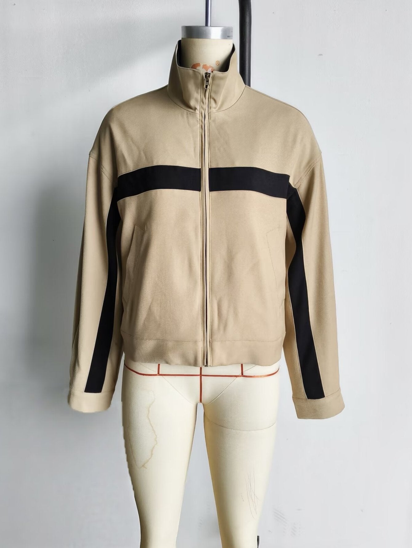 Oversized Colorblock Zip Up Jacket