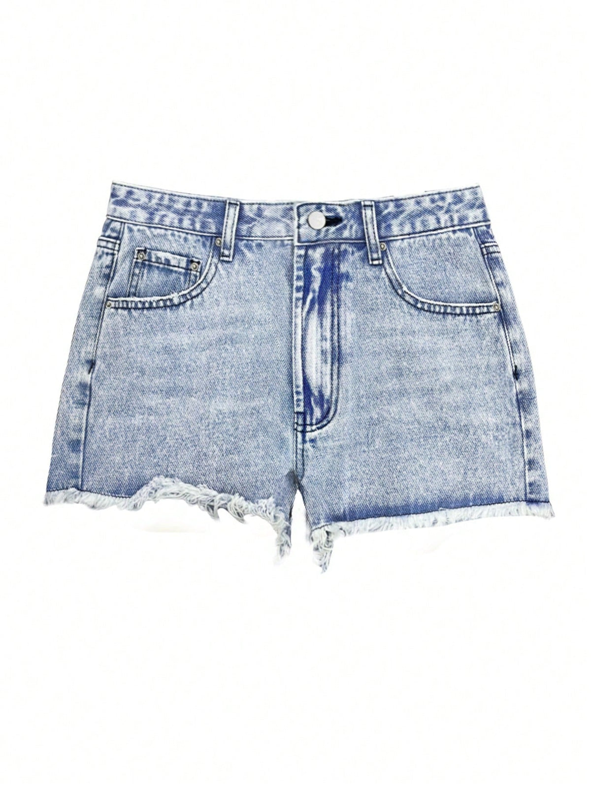 High Rise Acid Wash Denim Shorts