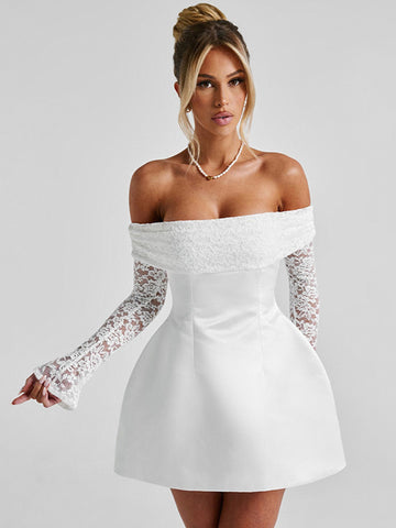 Off Shoulder Lace Elegant Mini Dress