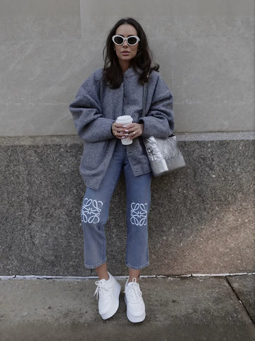Cozy Brushed Wool Blend Bomber Jacket