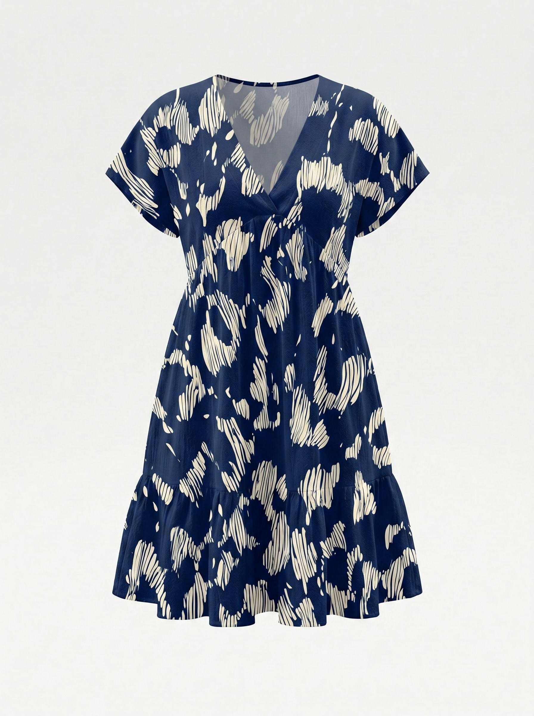 Floral Print V Neck Tiered Babydoll Mini Dress