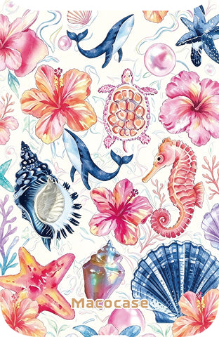Ocean Life and Hibiscus Pattern Phone Case