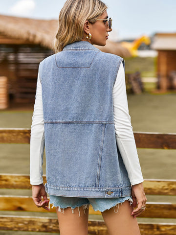 Vintage Wash Sleeveless Denim Vest