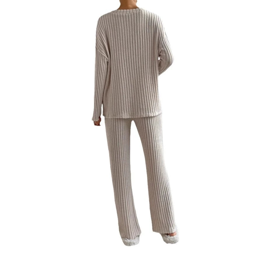 Cozy Ribbed V Neck Lounge Set